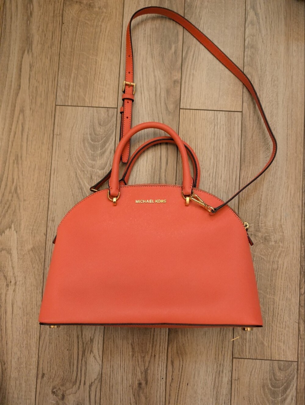 MICHAEL KORS Coral Saffiano Leather Dome Satchel
